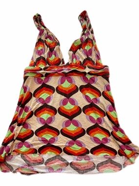 T-Bags Los Angeles Vintage Boho Babydoll Tank Top Women Large Multicolor Retro